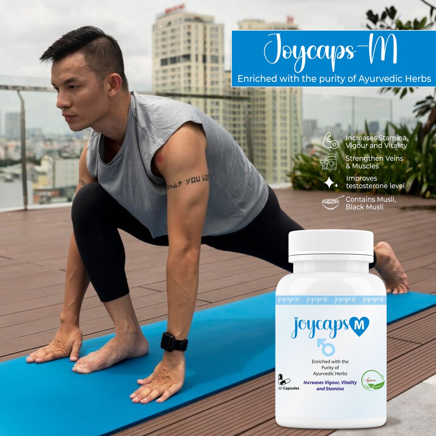 JoyCaps-M | Natural Herbal Supplement for Men's Vitality, Stamina & Hormonal Balance | 30 Capsules
